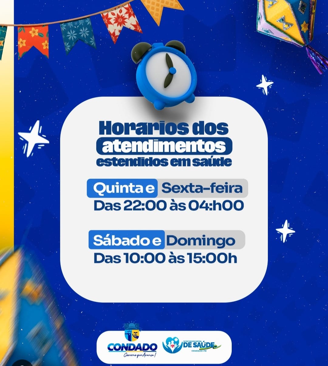 Secretaria de Sade de Condado amplia horrios de atendimento durante as festividades do So Pedro