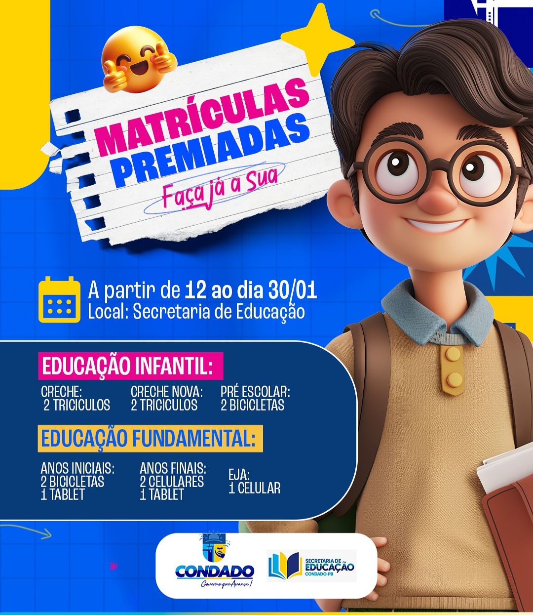 Secretaria de Educa��o divulga per�odo de matr�culas na rede municipal de ensino�