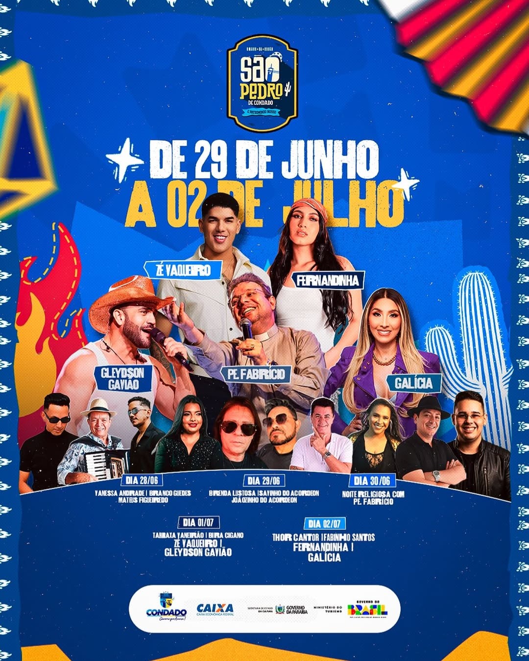 Z� Vaqueiro, Gleydson Gavi�o, Fernandinha e louvor com Pe. Fabr�cio s�o atra��es do S�o Pedro de Condado 2026