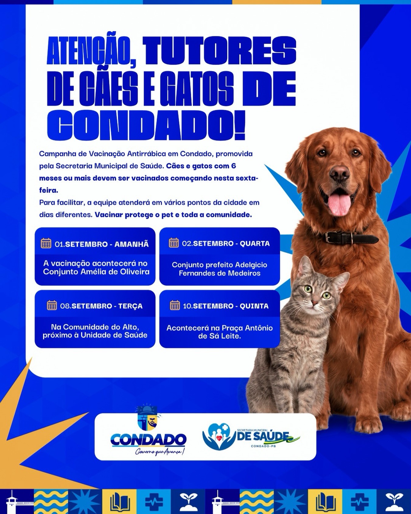 Confira o cronograma da campanha de vacina��o antirr�bica para c�es e gatos
